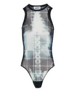 Черный топ без рукавов с круглым вырезом Jean Paul Gaultier, мультиколор