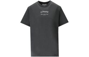 Расслабленная футболка с круглым вырезом GANNI, темно-серый