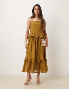 Оливково-зеленое платье макси со стразами Vila