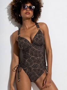 Samoa Boost Push-Up Padded Underwired Swimsuit Pour Moi, Black/Gold