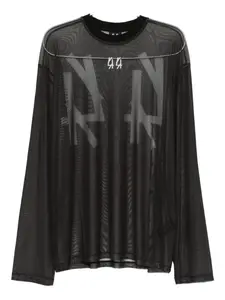 Футболка с логотипом и сетчатым принтом 44 LABEL GROUP, черный