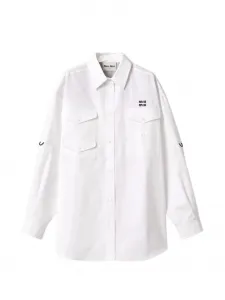 Рубашка с вышитым логотипом MIU MIU, белый