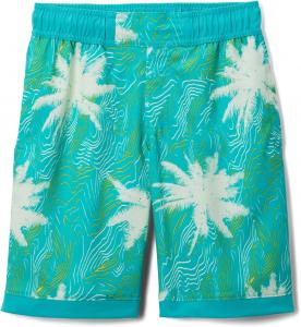 Шорты Columbia Boys Sandy Shores для серфинга, влагоотводящие, с защитой от ультрафиолета, Bright Aqua Topo Palms/Bright Aqua