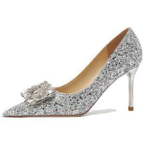 Женские туфли на высоком каблуке Серебристый/Шампань/Красная роза Doris