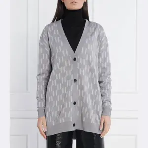 Удлиненный кардиган с добавлением шерсти Karl Lagerfeld, серый