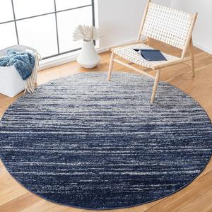 Ковер SAFAVIEH, 305 x 305 см,  Adirondack Collection, круглый, Navy/Ivory, геометрический рисунок, идеален для помещений с высокой проходимостью в гостиной, спальне, столовой (ADR113N)