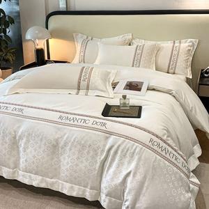 LUOLAI HOME Комплект постельного белья 200 см, пододеяльник 220×240 см, ткань ломан, цвет молочно-белый