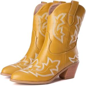 Классические белые женские ковбойские сапоги MRKEWUNEY с остроконечным носком