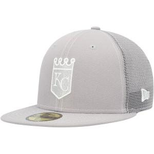 Мужская серая кепка New Era Kansas City Royals 2023 для тренировки мяча на поле 59FIFTY Облегающая шляпа