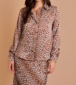 Длинный рукав, рабочий топ, коричневый, с изображением животных GILLI