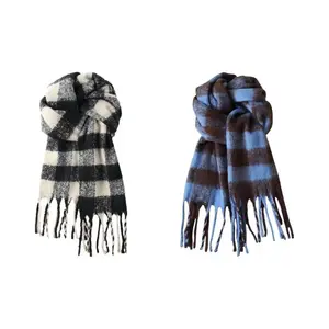 J W Вязаный шарф унисекс, 2 Pack (Black+Blue)