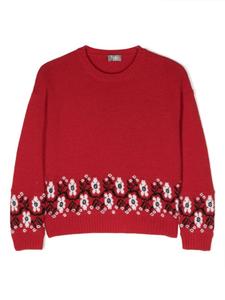 Il Gufo шерстяной джемпер с цветочной вышивкой, красный