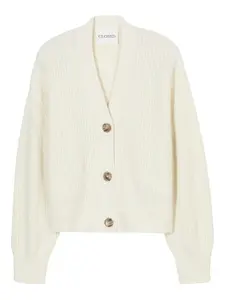 Кардиган с V-образным вырезом в рубчик Closed, белый