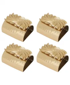 Набор из 4 колец для салфеток Spun Shine с чеканкой Saro Lifestyle, золотой