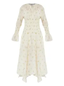 Платье макси с цветочным принтом GANNI, белый