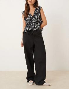 Широкие брюки JDY с завязками черного цвета