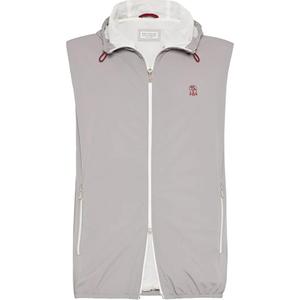 Brunello Cucinelli Вышитый логотипом жилет на молнии, Gray