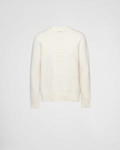 Свитер с круглым вырезом из шерсти и кашемира Prada, белый