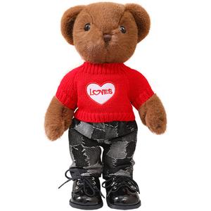 Плюшевая кукла милый медвежонок Barbne, темно-коричневый/красный