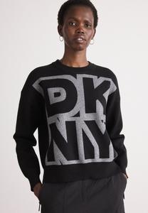 Джемпер DKNY LARGE COLORBLOCK LOGO SWEATER, Black/Graphite Heather/Black