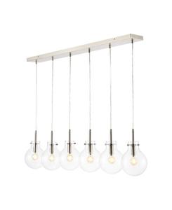 Подвесной светильник Harlow 40,5 дюймов, круглый, из стекла и железа, с 6 плафонами, светодиодная подсветка, никель/прозрачный Jonathan Y, цвет nickel