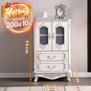 Yu Senyi Комод для спальни из массива дерева с 5 ящиками и двустворчатыми дверцами, цвет ivory white с серебристой фурнитурой