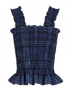 Топ Cotton Check Ruffled Smock Top 8 By Yoox, полуночно-синий
