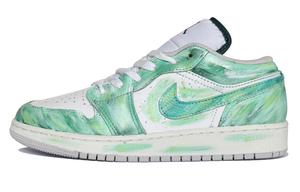 Jordan Баскетбольные кроссовки Air 1 Moon Express, Amber Banxia Cushioning Low Top Vintage, унисекс, зеленые, белые