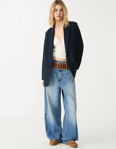 Блейзер Stradivarius классического кроя темно-синего цвета