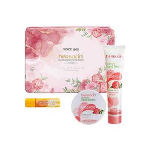 Набор для ухода chamomile rose gift box улучшение эластичности ароматическая функция Herbacin, Three-Piece Set: розовый Hand Cream 75ml+розовый Mini Hand Cream 20ml+Lemon Lip Balm 4.8g