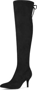 Женские сапоги Allegra K с круглым носком, массивным каблуком и высоким голенищем выше колена, Black