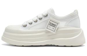 Женские кожаные скейтерские кроссовки ST&SAT низкие экрю/черные