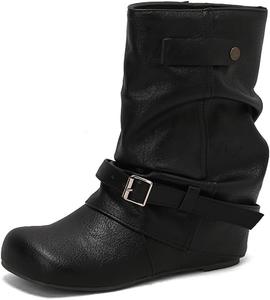 LYYSKY Женский ремень с пряжкой, повседневные удобные короткие сапоги. Пожалуйста, смотрите таблицу размеров и описание товара. Размеры US4-US17/EU34-EU50, Black(Pu)