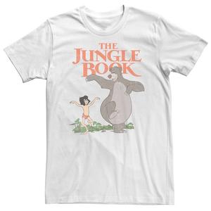 Футболка Big & Tall Disney «Книга джунглей» с плакатом «Маугли и Балу» Licensed Character, белый
