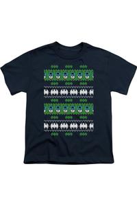 Футболка с коротким рукавом для детей "Бэтмен в рождественском стиле" Gildan, темно-синий