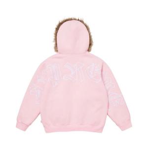 Толстовка Supreme Faux Fur Zip Up Hooded Sweatshirt, Light Pink