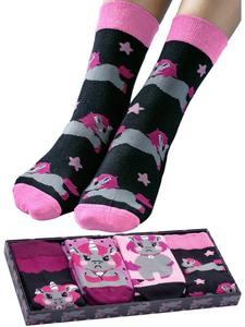 Носки Corimori Einhorn Baumwolle Socken 4er Set Geschenk-Box, цвет Anthrazit/lila