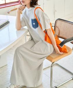 Платье из денима с короткими рукавами и карманами (платье-футболка) из лимитированной коллекции, сшитое на заказ.