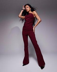 Расклешенные брюки-бенгальины красного цвета In The Style