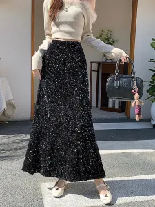 Расклешенная юбка с пайетками, женская юбка Doux Belle, цвет Black