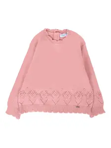 Вязаный свитер с оборкой по подолу Mayoral, розовый