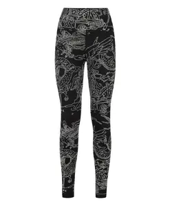 Леггинсы для бега, татуировка скелета Philipp Plein, черный
