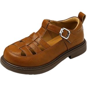 Детские кожаные туфли Princess Abrasion Resistant Low Top Teenmix, коричневый