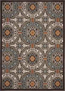 Ковер SAFAVIEH, 244 x 336 см, Veranda Collection - , Chocolate & Aqua, современный дизайн, не линяет и прост в уходе, для помещений и улицы, можно стирать - идеально для патио, заднего двора, прихожей (VER055-0723)