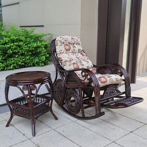 Yu Senyi Кресло из ротанга с кофейным столиком, каштановый цвет, с опорой для спины и функцией качания