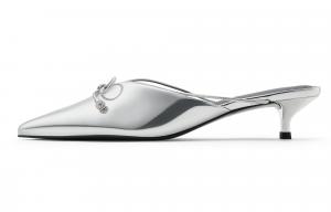 CHARLES&KEITH Серебряные противоскользящие тапочки для женщин с закрытым носком и композитной подошвой высотой 4,3 см, цвет Silver Silver