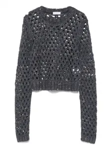 Свитер рыхлой вязки с пайетками Brunello Cucinelli, синий