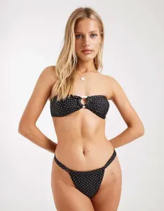 Черно-белый купальник-бандо Brave Soul с принтом в горошек