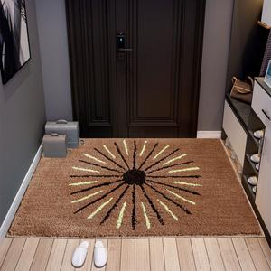 Dajiang Ковер 90х60 см для прихожей/спальни, плюшевый, утолщенный, пылеудаляющий, нескользящий, Sunlight - Brown Horizontal Version