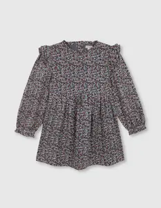 Детское платье с цветочным принтом и рюшами Gocco, синий